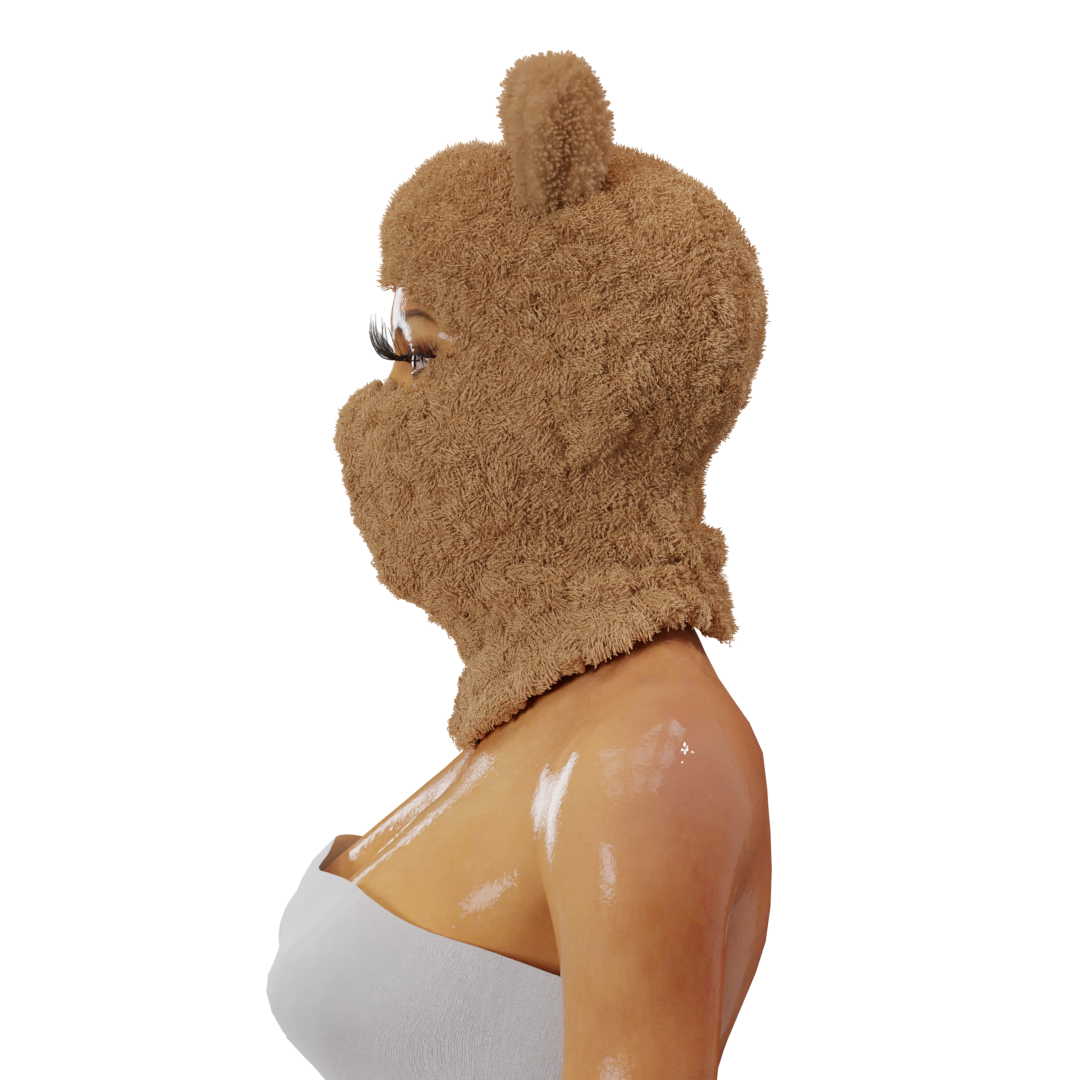 Brown teddy bear plush mask
