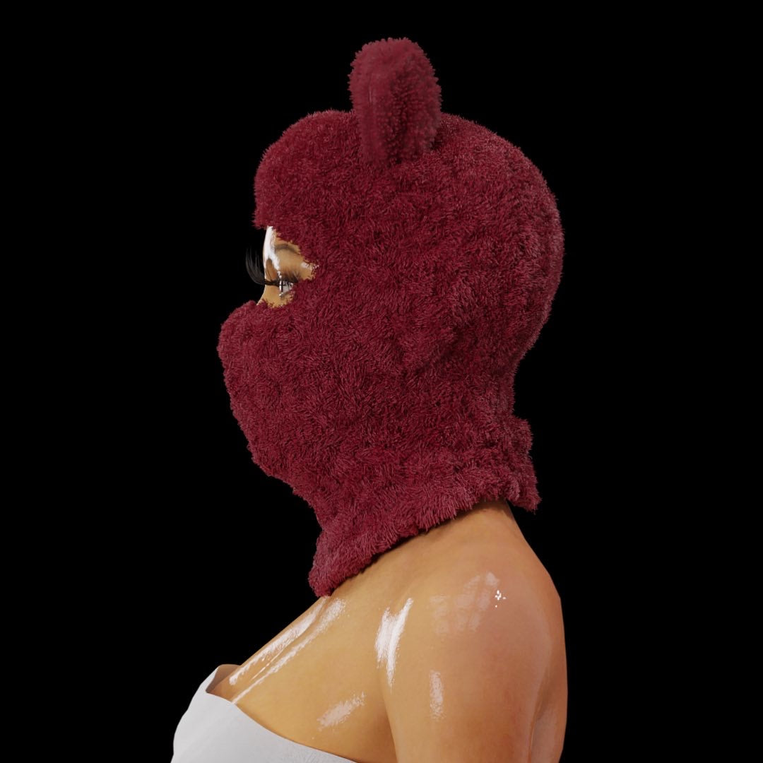 Burgundy plush mask